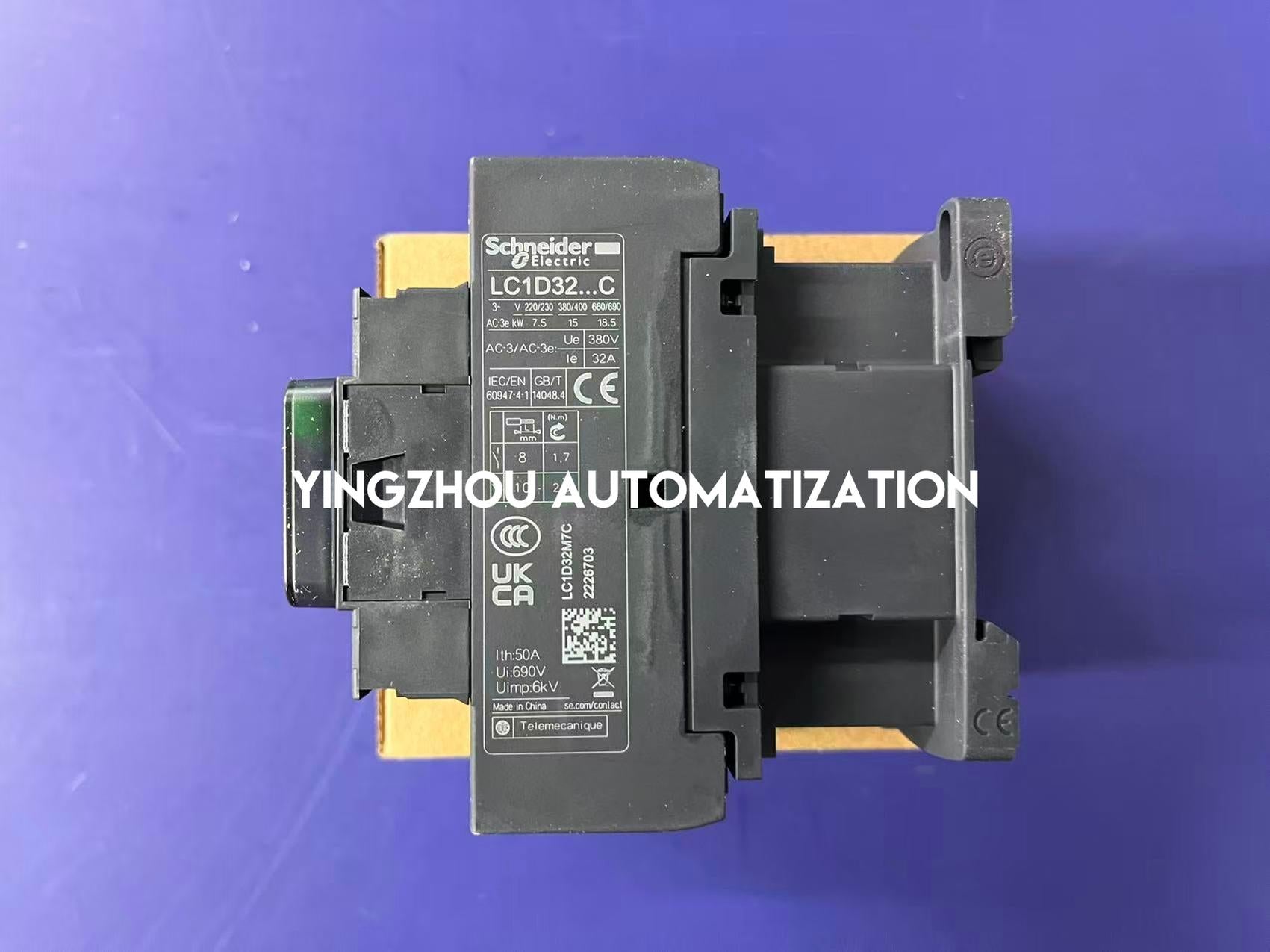 Schneider TeSys Deca Series Contactor LC1D32M7C 3P(3 NO), AC-3, <= 440V, 32A, 220 V AC Coil-YingZhou Automatization