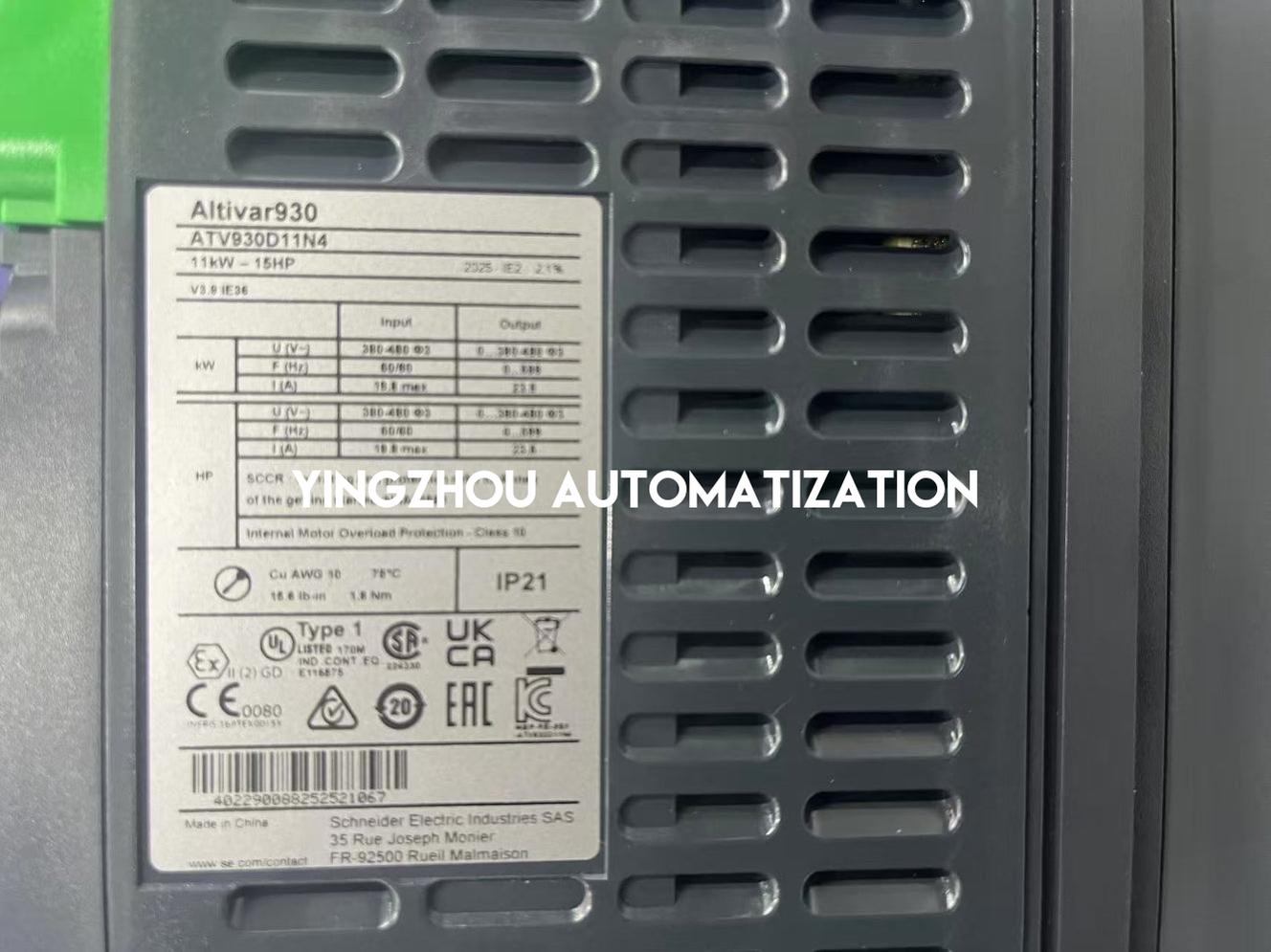 Schneider Variable Speed Drive Altivar Process ATV900 Series Frequency Inverter ATV930D11N4 11KW 400/480V 3PH IP21 with Braking Unit VFD-YingZhou Automatization