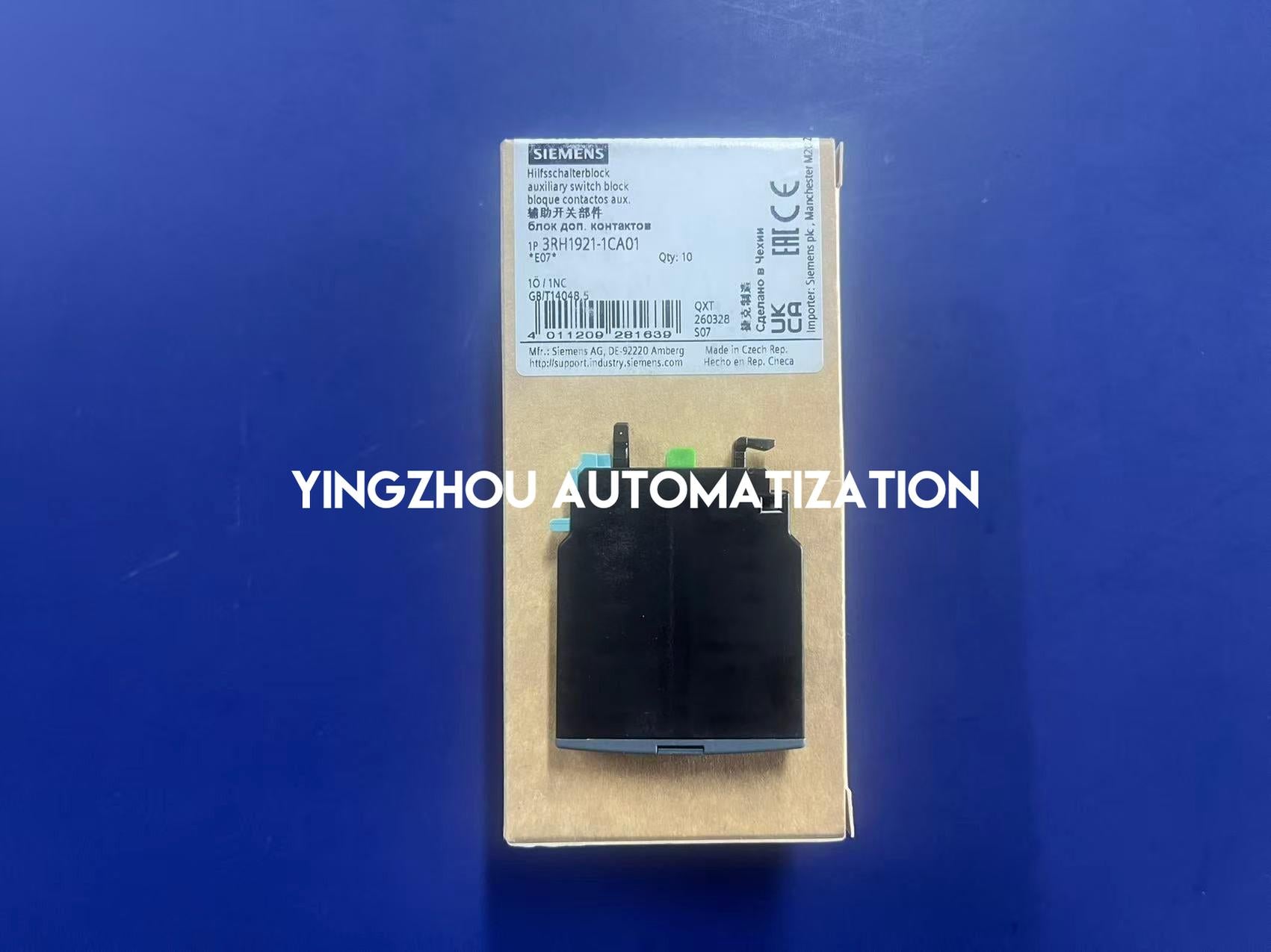 Siemens 3RH1921-1CA01 | SIRIUS Auxiliary Switch Block | 1NC Front Mount | Screw Terminal Contactor Block | Brand New Original-YingZhou Automatization