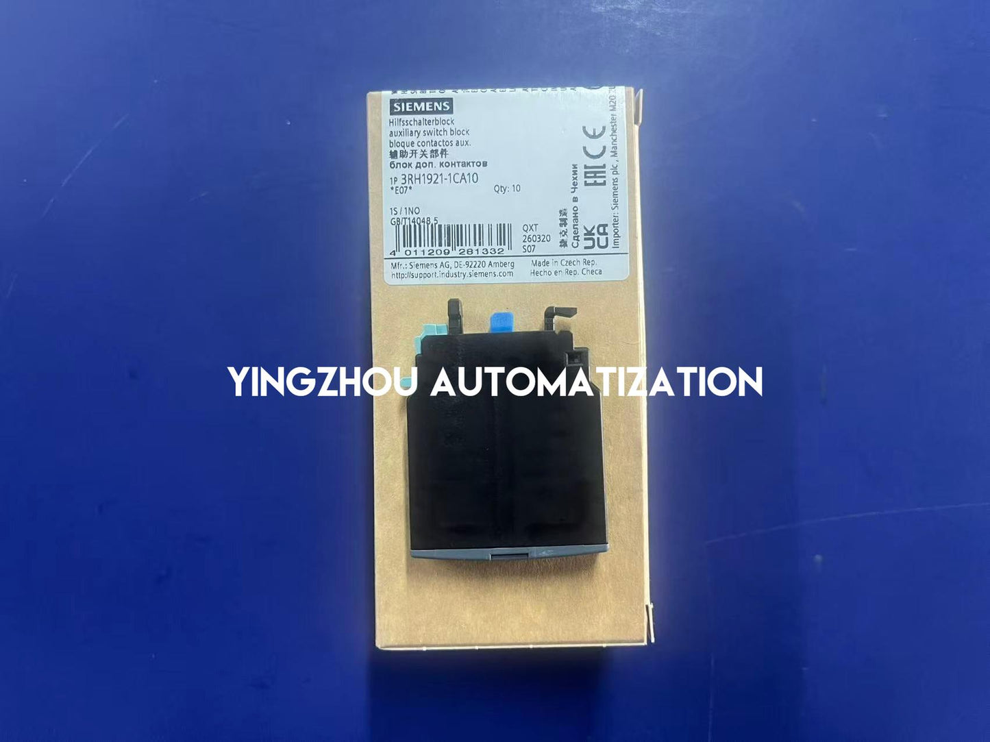 Siemens 3RH1921-1CA10 | SIRIUS Auxiliary Switch Block | 1NO Front Mount | Screw Terminal Contactor Block | Brand New Original-YingZhou Automatization