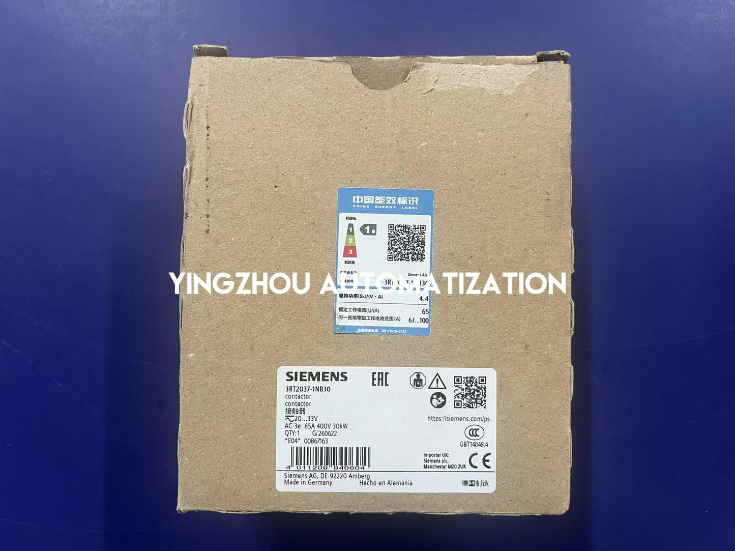 Siemens 3RT2037-1NB30 Power Contactor | SIRIUS 3RT2 65A 30kW 20V-33V AC/DC Size S2 | Brand New Original-YingZhou Automatization