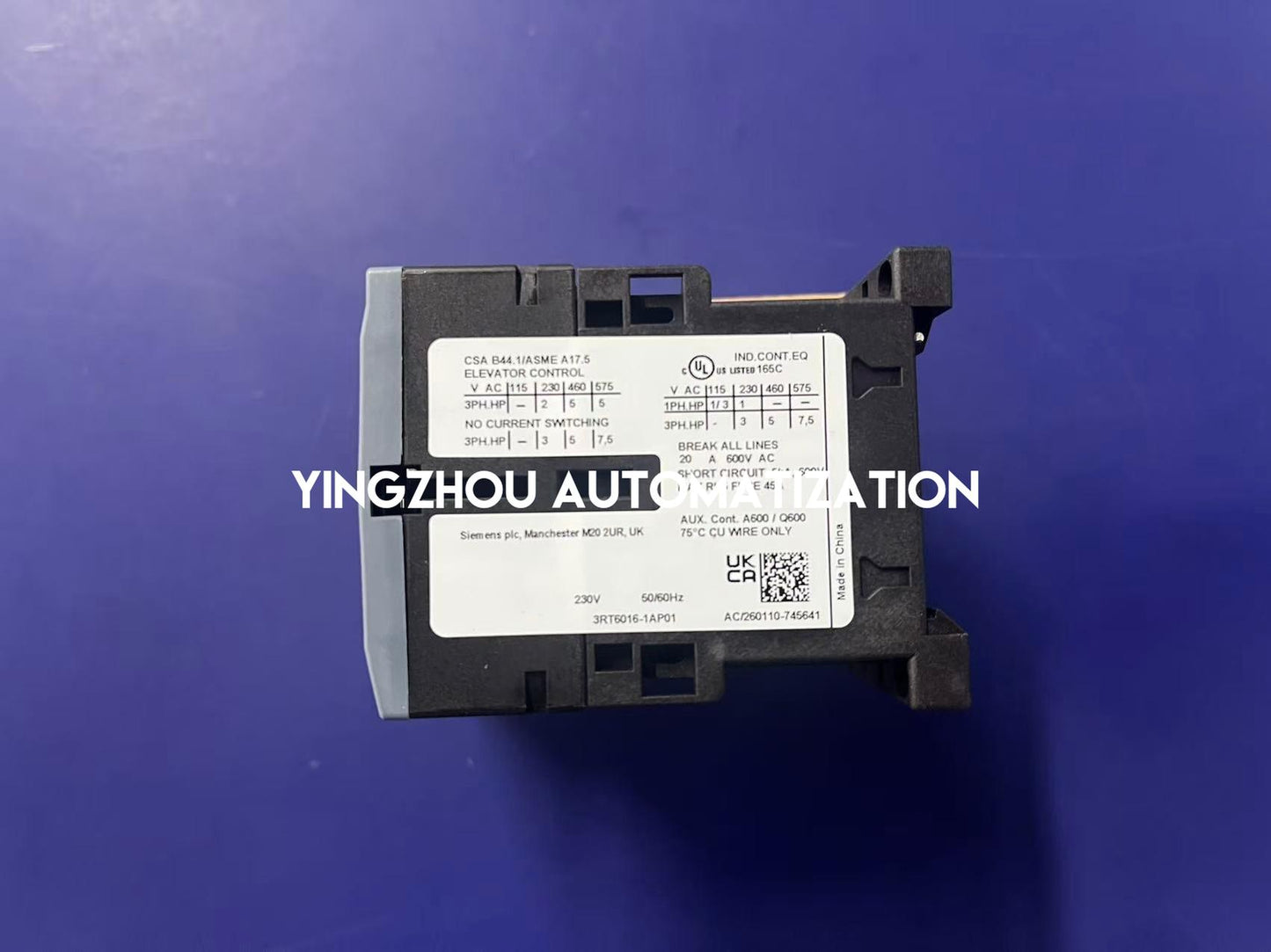 Siemens 3RT6016-1AP01 Power Contactor | SIRIUS Series | 9A AC-3 | 230V AC Coil | Brand New Original-YingZhou Automatization
