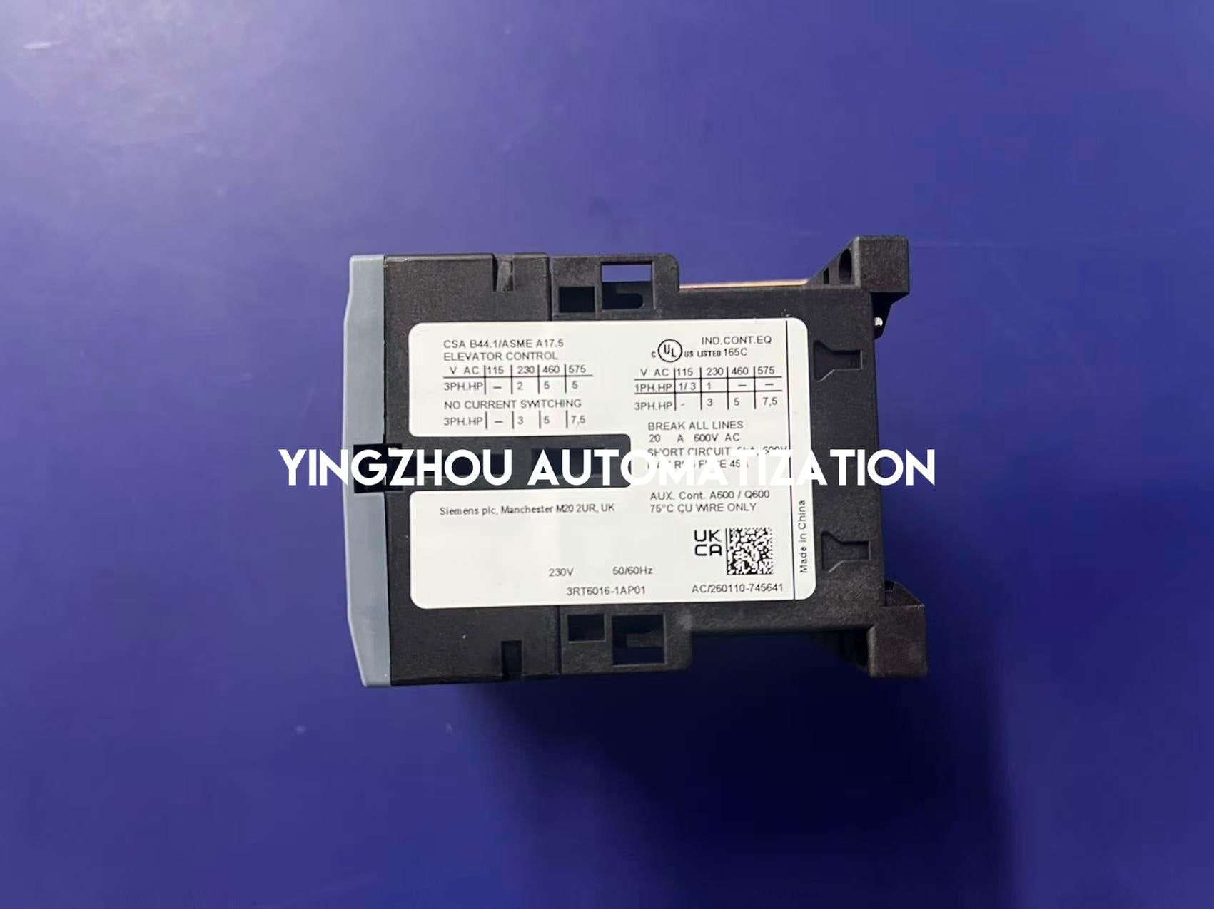 Siemens 3RT6016-1AP01 Power Contactor | SIRIUS Series | 9A AC-3 | 230V AC Coil | Brand New Original-YingZhou Automatization