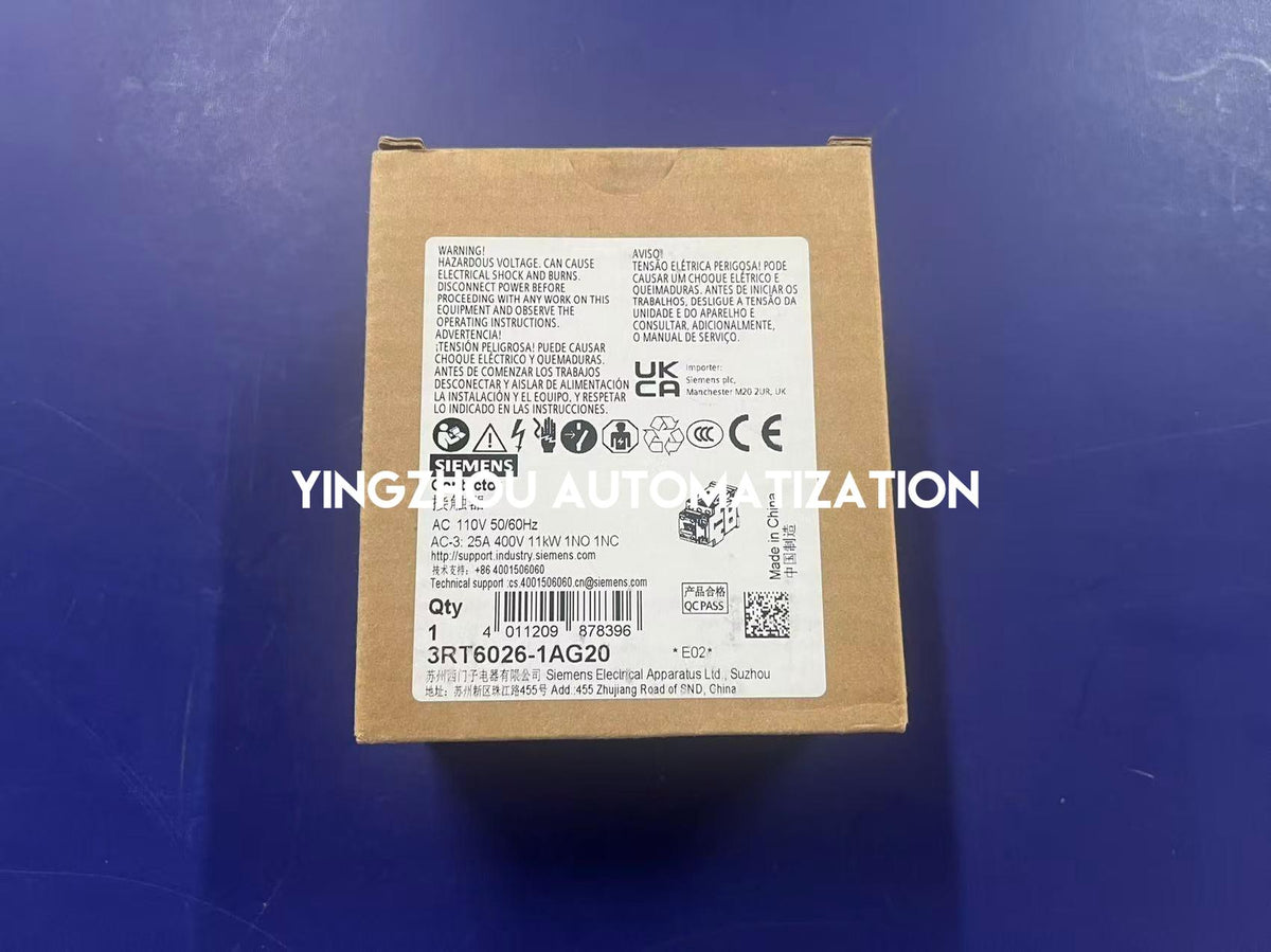 Siemens 3RT6026-1AG20 SIRIUS 25A 110V AC Contactor 3-Pole-YingZhou Automatization