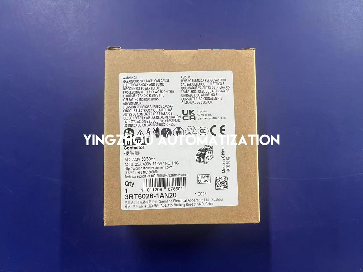 Siemens 3RT6026-1AN20 Contactor | SIRIUS 3-Pole 25A 230VAC Coil AC Contactor | Brand New Original-YingZhou Automatization