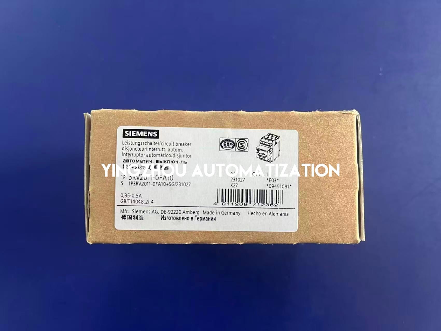 Siemens 3RV2011-0FA10 SIRIUS Motor Starter Protector | 0.35A - 0.5A | Size S00 | Class 10-YingZhou Automatization