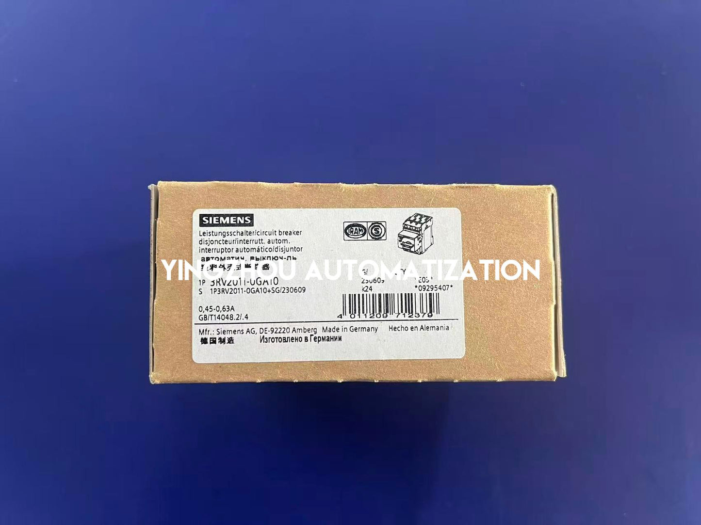 Siemens 3RV2011-0GA10 SIRIUS Motor Starter Protector | 0.45A - 0.63A | Size S00 | Class 10-YingZhou Automatization