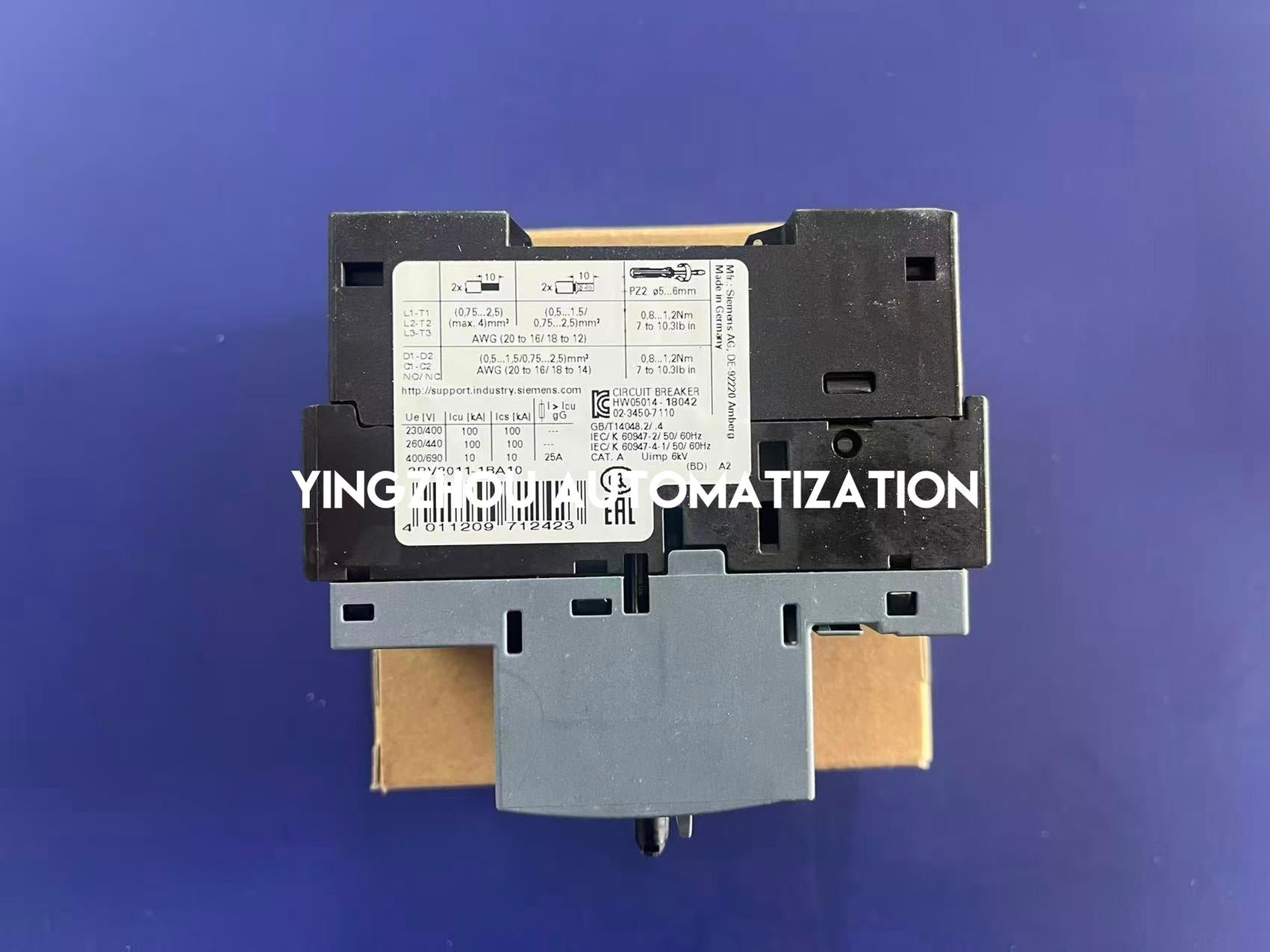 Siemens 3RV2011-1BA10 SIRIUS Motor Starter Circuit Breaker | 1.4 - 2.0A | Size S00 | Brand New Original-YingZhou Automatization
