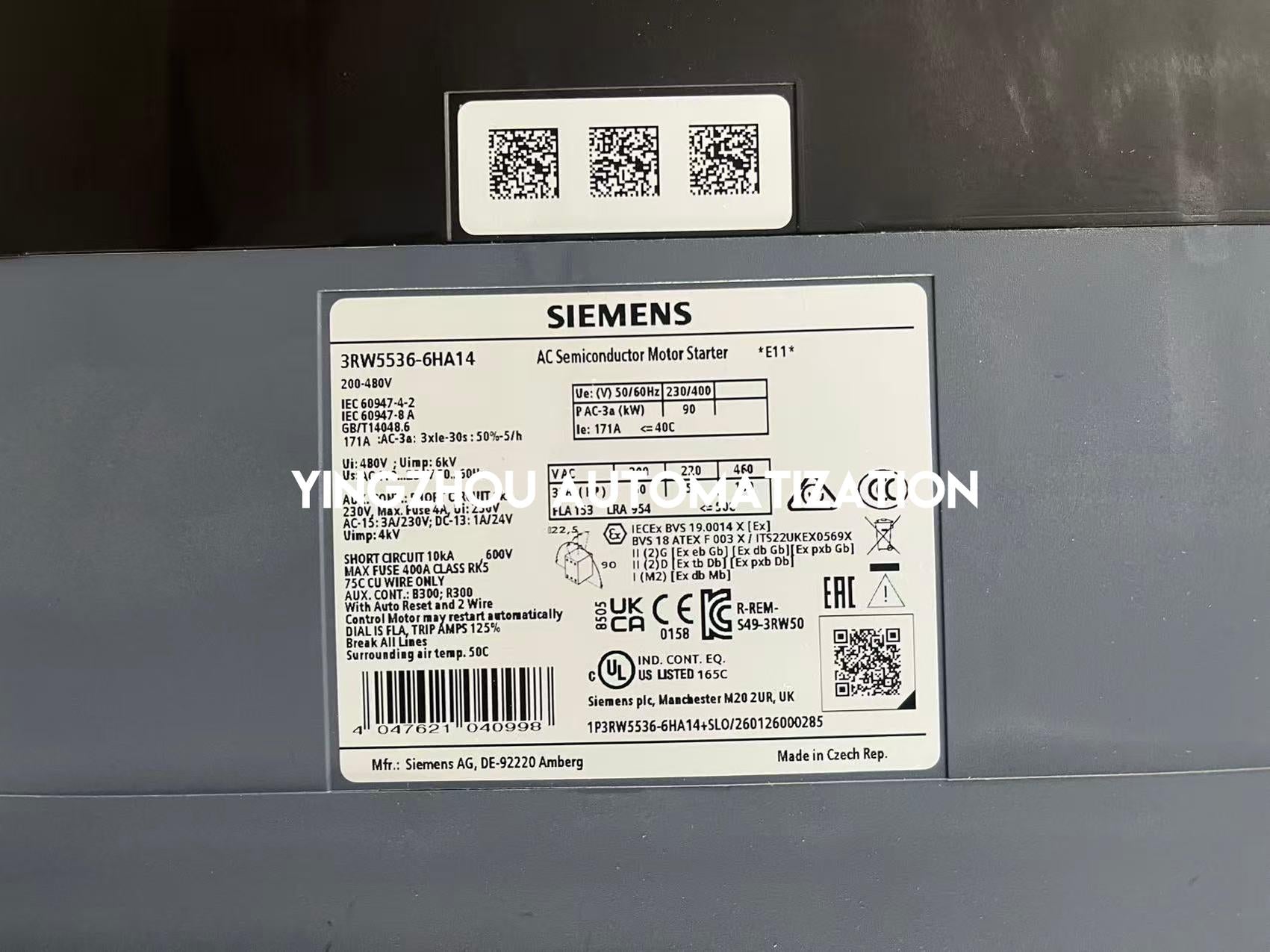 Siemens 3RW5536-6HA14 SIRIUS Soft Starter | 315A 200-600V | Screw Terminals | Brand New Original-YingZhou Automatization