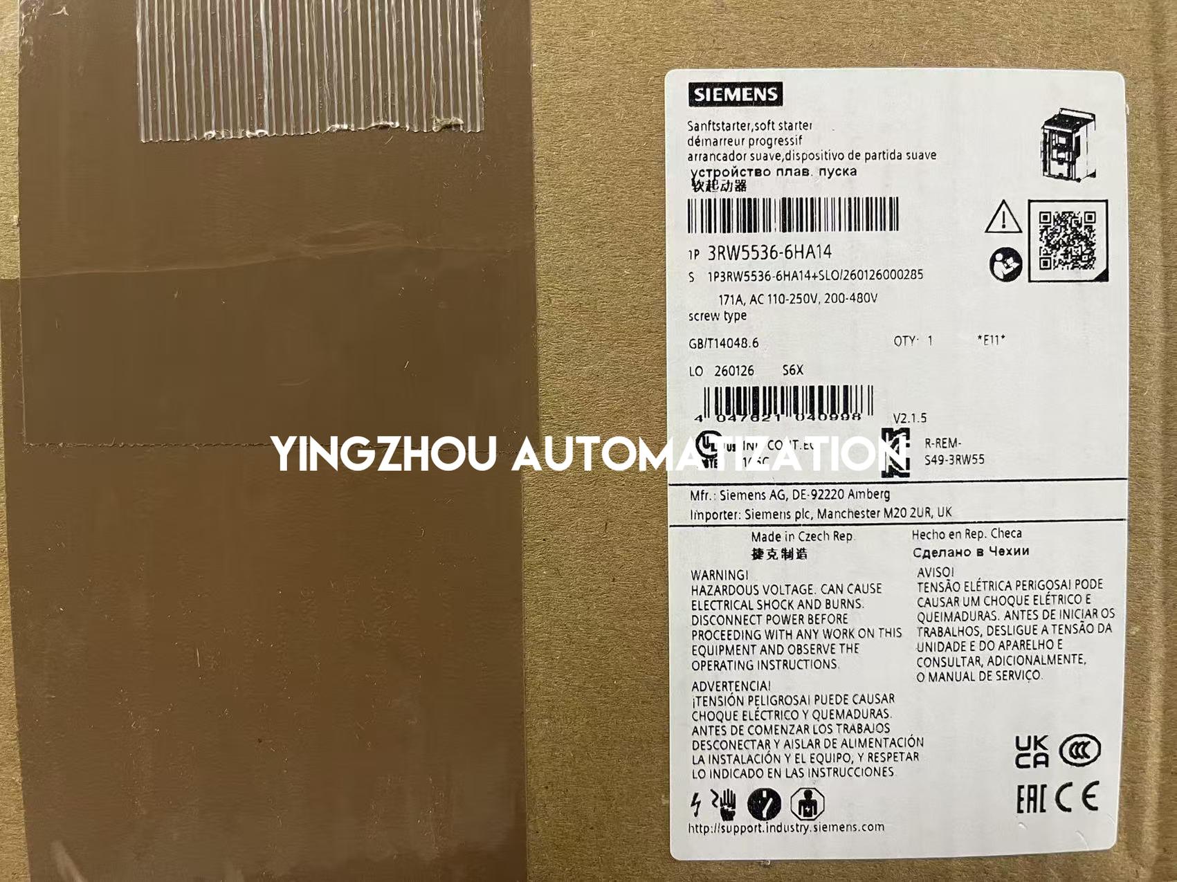 Siemens 3RW5536-6HA14 SIRIUS Soft Starter | 315A 200-600V | Screw Terminals | Brand New Original-YingZhou Automatization