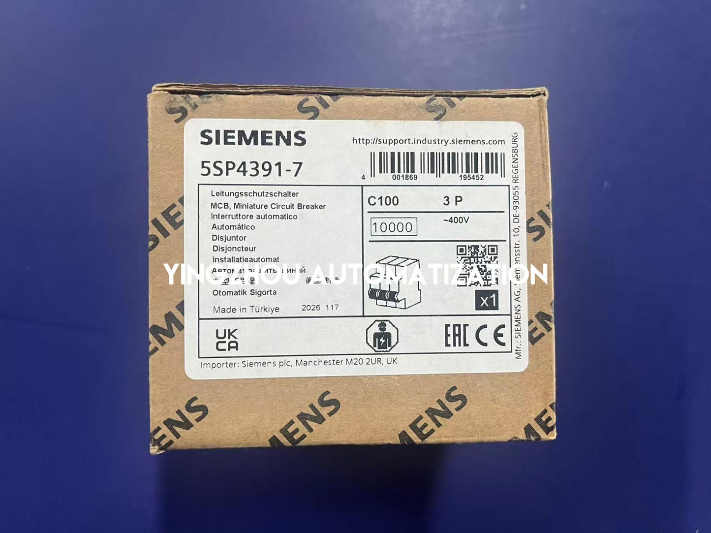 Siemens 5SP4391-7 Miniature Circuit Breaker | 5SP4 Series | 91A 3-Pole | 415V Industrial MCB | Brand New Original-YingZhou Automatization