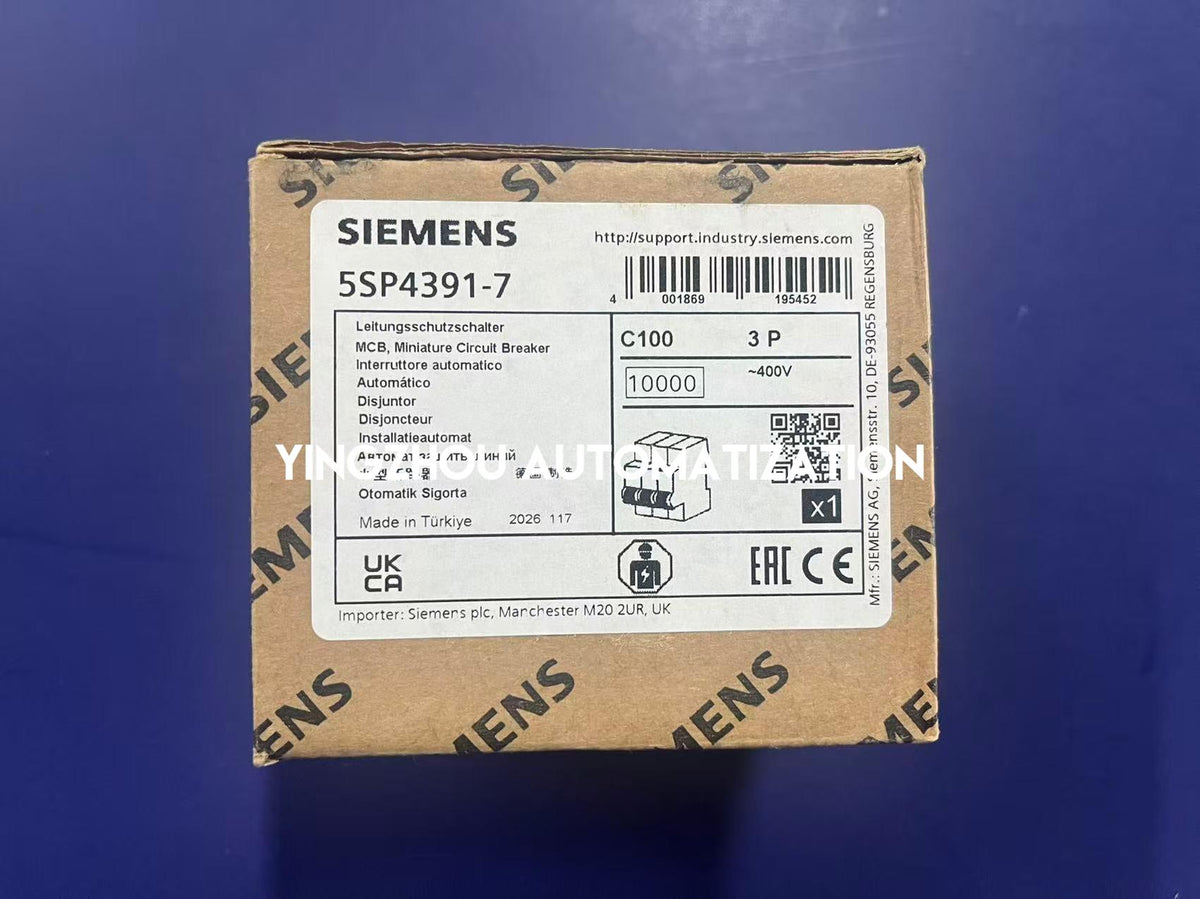 Siemens 5SP4391-7 SENTRON C100 3P 100A 10kA Circuit Breaker-YingZhou Automatization