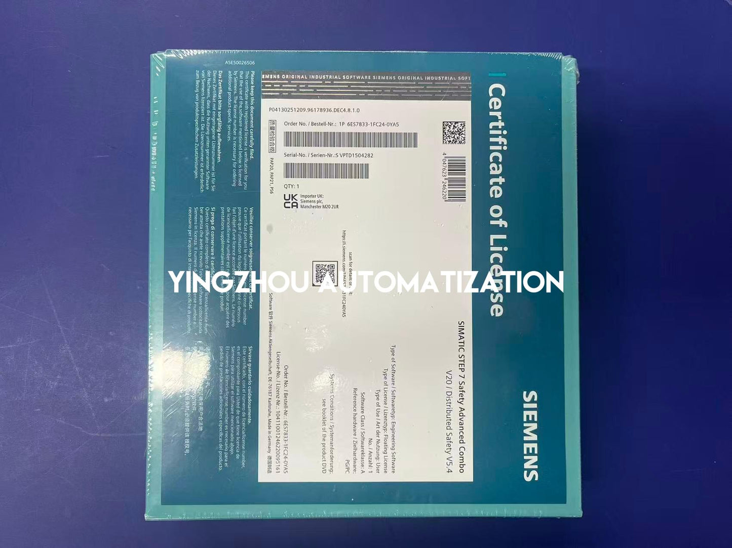 Siemens 6ES7833-1FC24-0YA5 SIMATIC S7 F-Systems Programming License | TIA Portal V17 | Safety Advanced-YingZhou Automatization