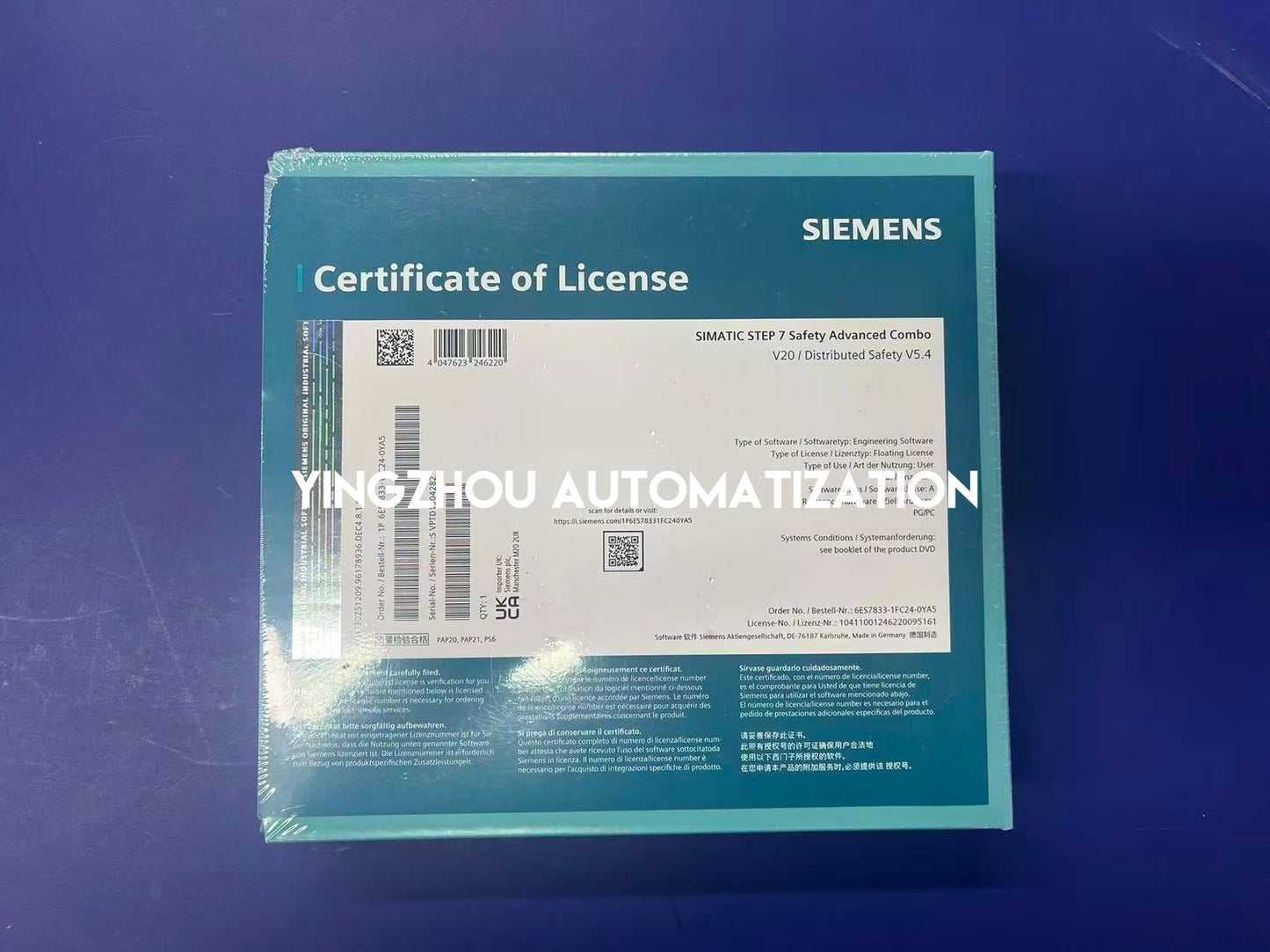 Siemens 6ES7833-1FC24-0YA5 STEP 7 Safety Advanced V20 Floating License | SIMATIC Safety Software | Brand New Original-YingZhou Automatization