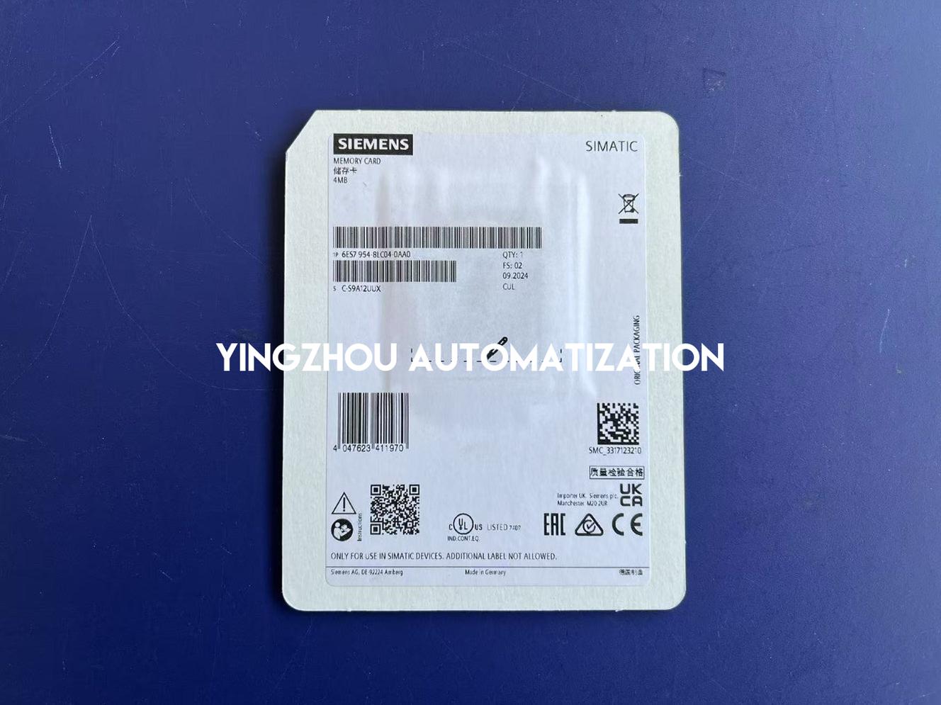 Siemens SIMATIC S7 Memory Card | 4 MB Flash | For S7-1200/1500 | 6ES7954-8LC04-0AA0-YingZhou Automatization