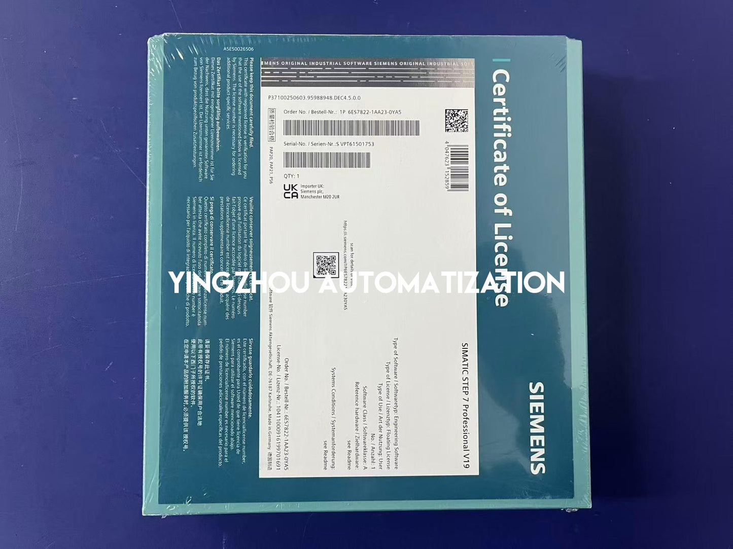 Siemens SIMATIC STEP 7 Professional V19 Upgrade | TIA Portal Engineering | 6ES7822-1AA24-0YE5-YingZhou Automatization