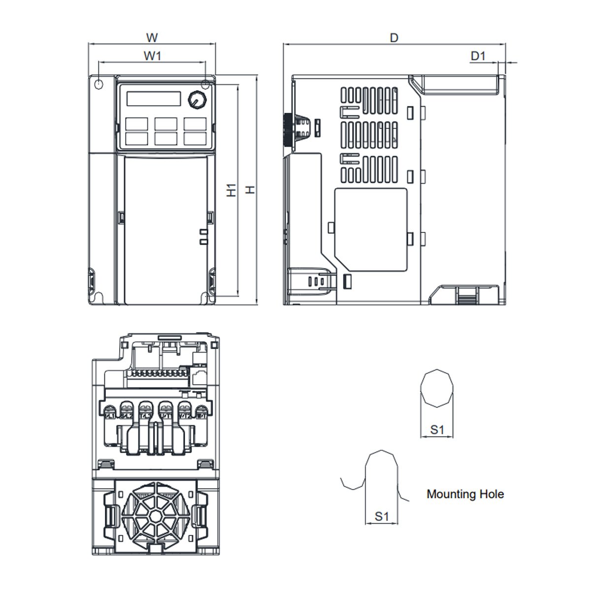 Delta VFD-MS300 Series Frequency Inverter VFD4A8MS11ANSAA 1HP 0.75KW 115V 4.8A