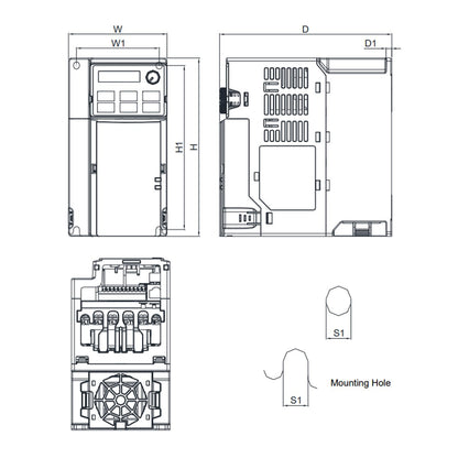 Delta VFD-MS300 Series Frequency Inverter VFD4A8MS11ANSAA 1HP 0.75KW 115V 4.8A