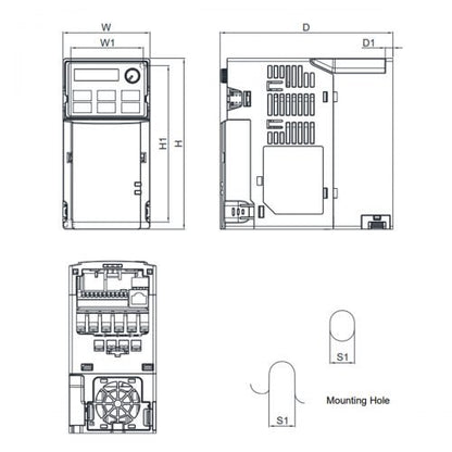 Delta VFD-MS300 Series Frequency Inverter VFD4A8MS21ANSAA 1HP 0.75KW 230V 4.8A