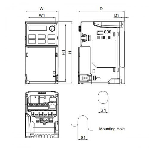 Delta VFD-MS300 Series Frequency Inverter VFD4A8MS23ANSAA 1HP 0.75KW 230V 4.8A